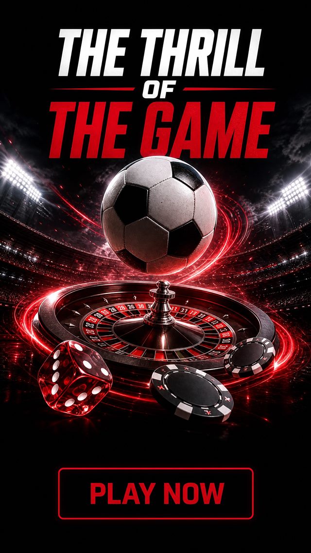 Olybet banner — football and roulette wheel in red stadium lights
